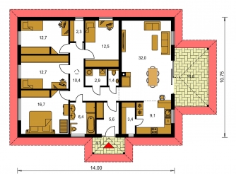 Grundriss des Erdgeschosses - BUNGALOW 177
